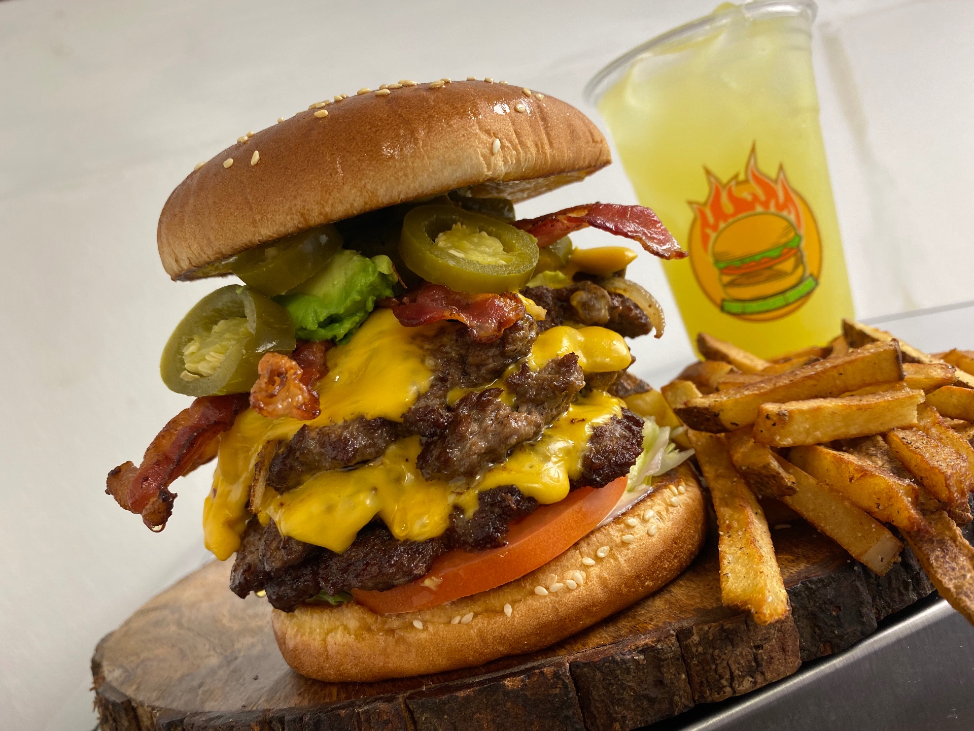 Jalapeño bacon avocado double cheeseburger combo with fresh-cut fries